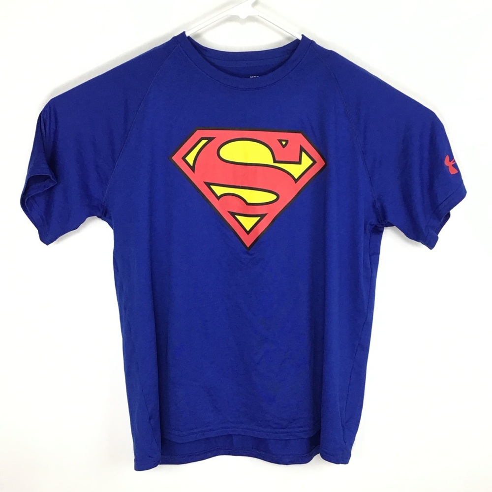 Under Armour Blue Superman Logo Short Sleeve Tee